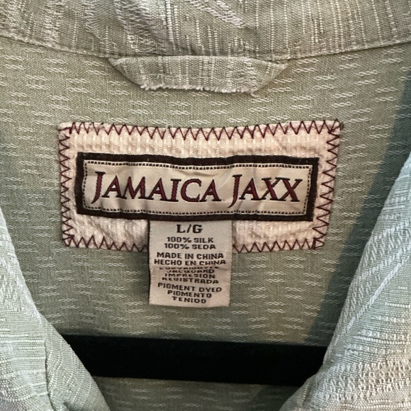 Jamaica Jaxx Silk Sage Palm Bamboo Print Men's Shirt Size Large Coconut Buttons - Picture 3 of 12